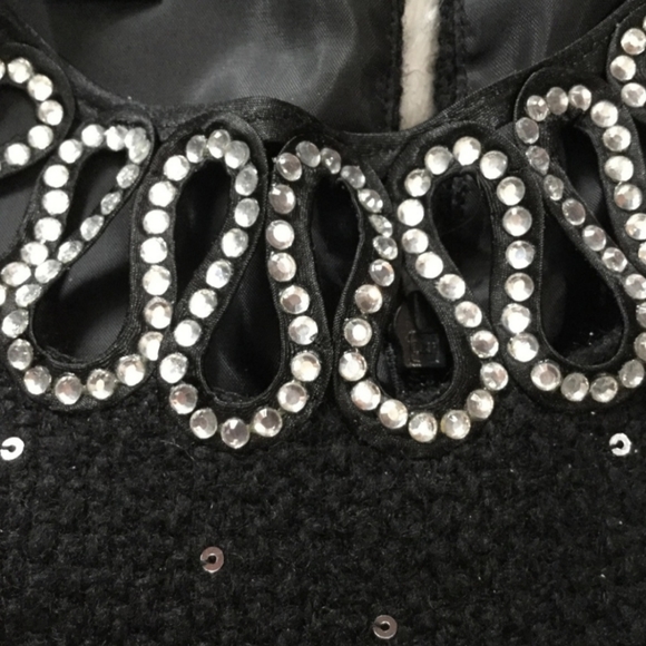 INC Black Tweed Vintage Glamour Sequin Embellished Wool Dress - Picture 4 of 9